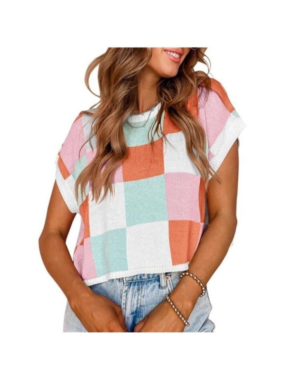 Women Cap Sleeve Crop Top White Green Orange Pink